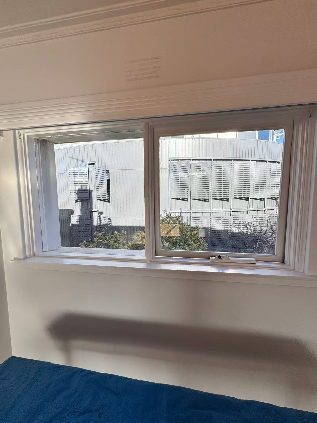 Two-pane window with painted timber surround